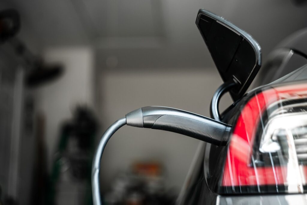 tesla charger plugged in