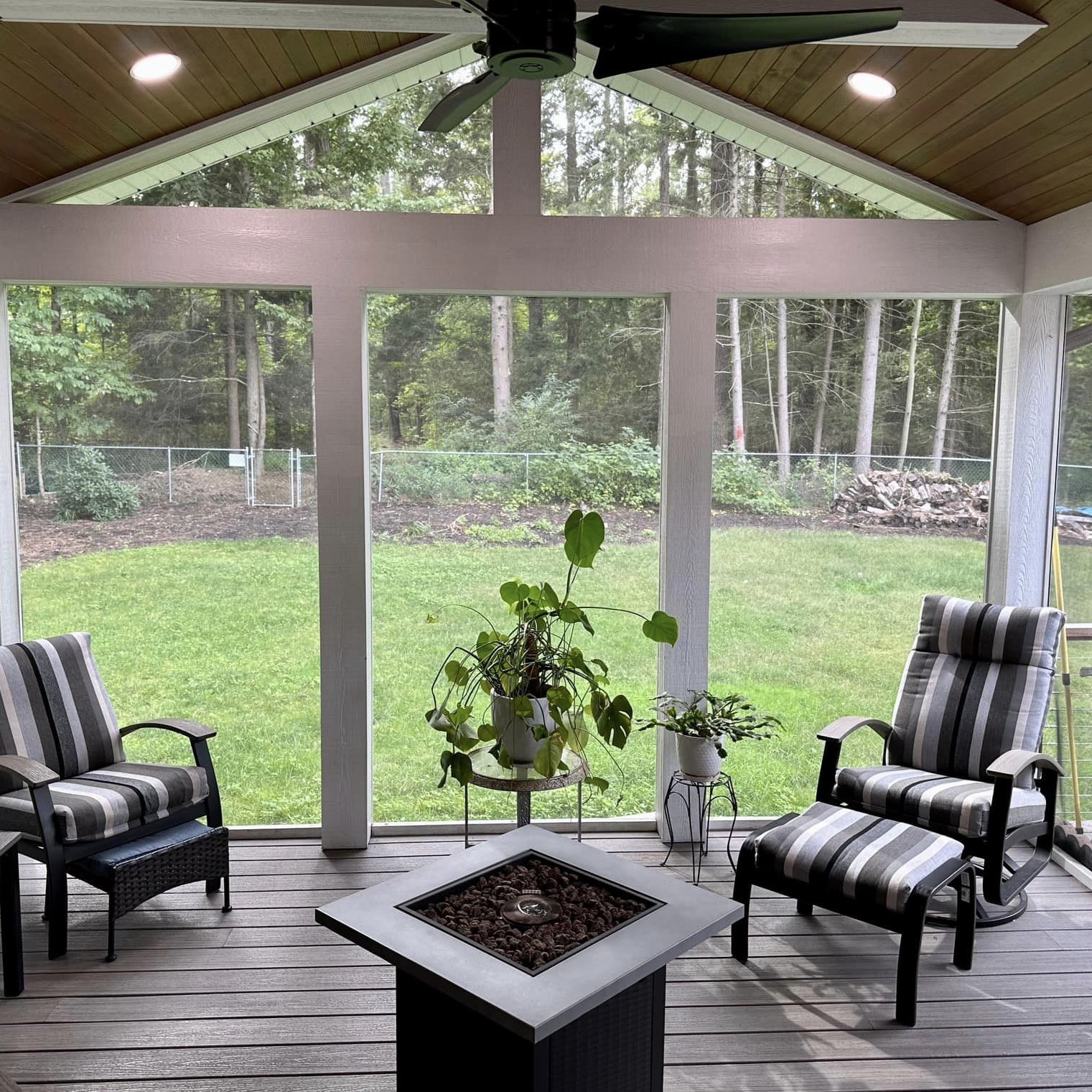 residential screened in porch with electrical work completed by Signals Electric